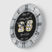 Happy Customize Silver 25 Jahre Jubiläum Große Wanduhr (Winkel)