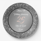 Happy Customize Silver Glitzer 25 Jahre alt Pappteller (Vorderseite)