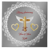 Happy Customize Silver Lace Anniversary Fliese (Vorderseite)