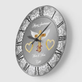 Happy Customize Silver Lace Jubiläum Große Wanduhr (Winkel)