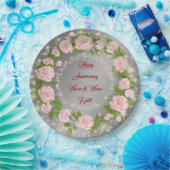 Happy Customize Silver Rose Jubiläum Pappteller (Party)
