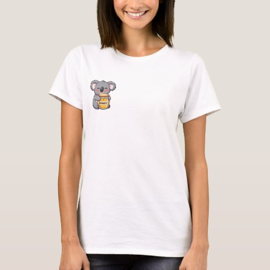 Happy Cute Koala Hugging a Big Jar of Honey T-Shirt (Vorderseite)