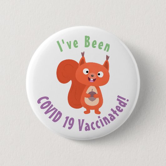 Happy cute red squirrel cartoon illustration button (Vorderseite)