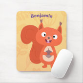 Happy cute red squirrel cartoon illustration mousepad (Mit Mouse)
