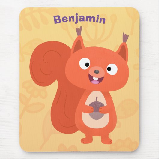 Happy cute red squirrel cartoon illustration mousepad (Vorne)