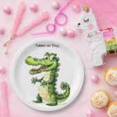 Happy Cute Wild Crocodile Jungle Trees Beautiful Pappteller (Party)