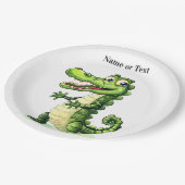 Happy Cute Wild Crocodile Jungle Trees Beautiful Pappteller (Schrägansicht)