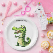 Happy Cute Wild Crocodile Jungle Trees Beautiful Pappteller (Party)