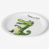 Happy Cute Wild Crocodile Jungle Trees Beautiful Pappteller (Schrägansicht)