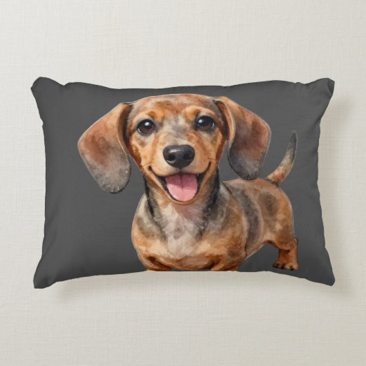 Happy Dachshund Puppy Dekokissen (Vorderseite)