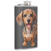 Happy Dachshund Puppy Flachmann (Rechts)