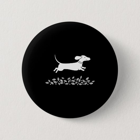 Happy Dachshund With Autumn Leaves For Pet Lovers Button (Vorderseite)