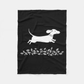 Happy Dachshund With Autumn Leaves For Pet Lovers Fleecedecke (Vorderseite)