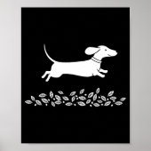Happy Dachshund With Autumn Leaves For Pet Lovers Poster (Vorne)