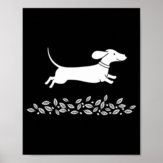 Happy Dachshund With Autumn Leaves For Pet Lovers Poster (Vorne)
