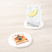 Happy Dackel Dog Owner Türkei Erntedank Getränkeuntersetzer (Seite)