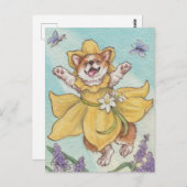 Happy Daffy Dilly Spring Corgi Dog Postkarte (Vorne/Hinten)