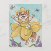 Happy Daffy Dilly Spring Corgi Dog Postkarte (Vorderseite)