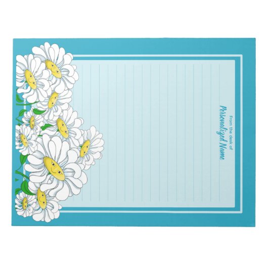 Happy Daisies Blue - Blue Line Notizblock (Vorderseite)