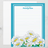Happy Daisies Blue - White Lined Paper Sheet (Vorne/Hinten)