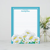 Happy Daisies Blue - White Lined Paper Sheet (Stehend Vorderseite)