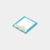 Happy Daisies Blue - White Post-it Klebezettel (angewinkelt)