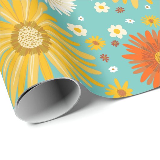 Happy Daisies farbiges Muster Geschenkpapier (Rolleneckpunkt)