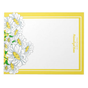 Happy Daisies gelb-weiß, unausgekleidet Notizblock