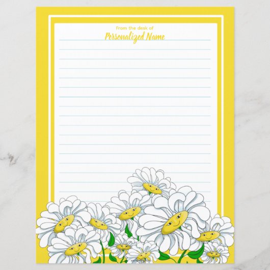 Happy Daisies gelbes White Line Paper Sheet (Vorderseite)