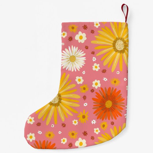 Happy Daisies Pattern CUSTOM Kleiner Weihnachtsstrumpf (Rückseite)