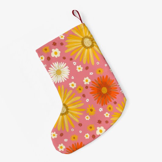 Happy Daisies Pattern CUSTOM Kleiner Weihnachtsstrumpf (Rückseite (Hängend))