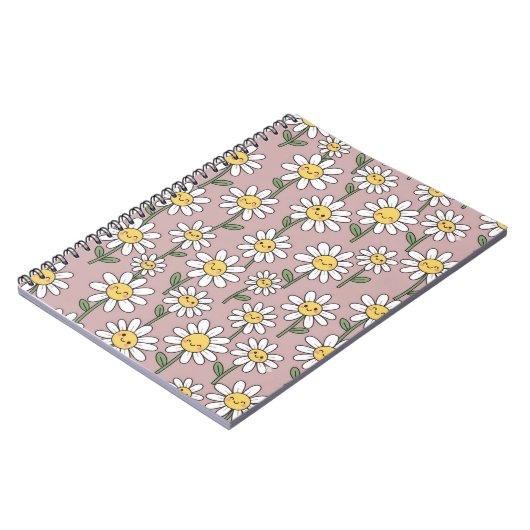 Happy Daisies Pattern - Cute Floral Design Notizblock (Linke Seite)