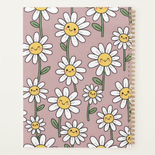 Happy Daisies Pattern - Cute Floral Design Planer (Rückseite)