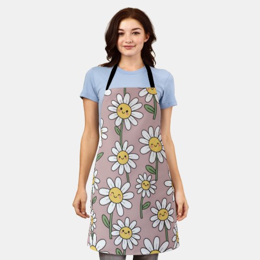 Happy Daisies Pattern - Cute Floral Design Schürze (Getragen)