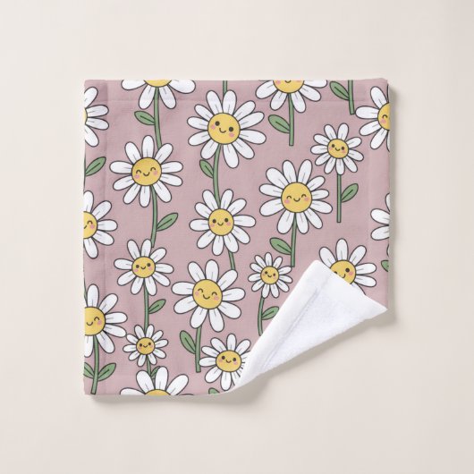 Happy Daisies Pattern - Cute Floral Design Waschlappen (Waschlappen)