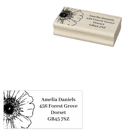Happy Daisy Address Label Gummistempel (Stempel)