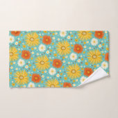Happy Daisy Colorful Pattern Daisies Blue Badhandtuch Set (Handtuch)