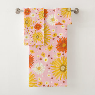 Happy Daisy farbenfrohe Muster Daisies Green Badhandtuch Set