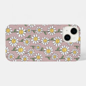 Happy Daisy Smiles Pink Floral Pattern iPhone Hülle (Rückseite (Horizontal))