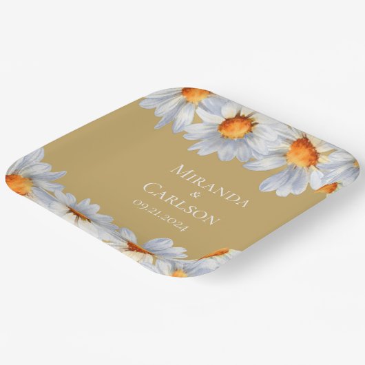 Happy Daisy Wedding Pappteller (Gewinkelt)