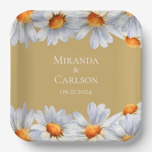 Happy Daisy Wedding Pappteller (Vorderseite)