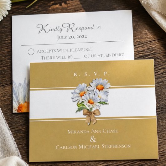 Happy Daisy Wedding RSVP Flat Card