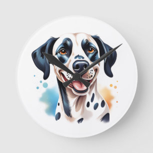 Happy Dalmatiner Dog Pet Runde Wanduhr