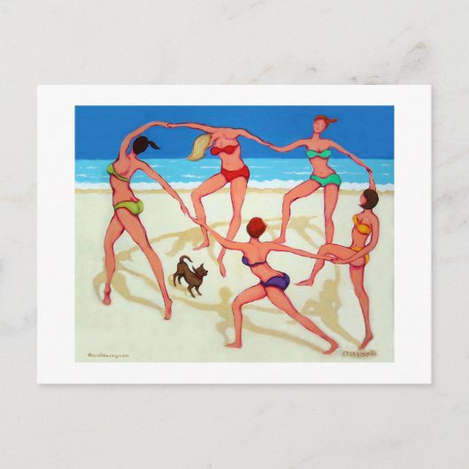 Happy Dance - Mädchen auf Urlaub am Strand! Postkarte (Vorderseite)