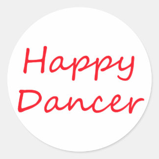 Happy Dancer Red Script Runder Aufkleber