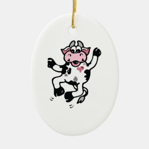 Happy Dancing Cow Keramik Ornament