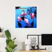 Happy Dancing Days flamingos Poster (Heimbüro)