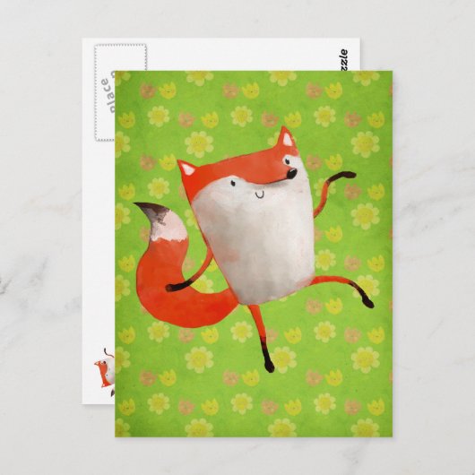 Happy Dancing Fox Postkarte (Vorne/Hinten)