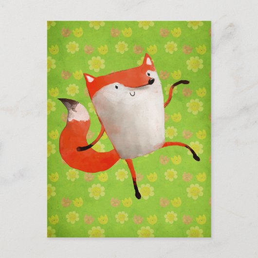 Happy Dancing Fox Postkarte (Vorderseite)