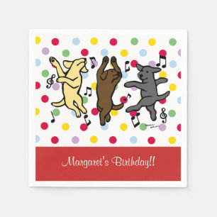 Happy Dancing Labrador Trio Happy Birthday Party Serviette